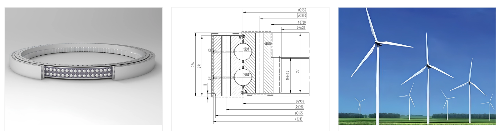 Slewing Ring for Wind Power 3.2MW Pitch Control LQNA2950-75F
